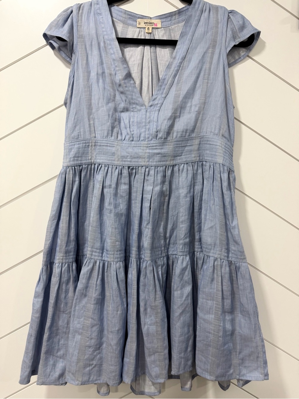 Lemlem Shift Dress Women S Blue Striped Excellent Boho Coastal Mini Dress Flaw